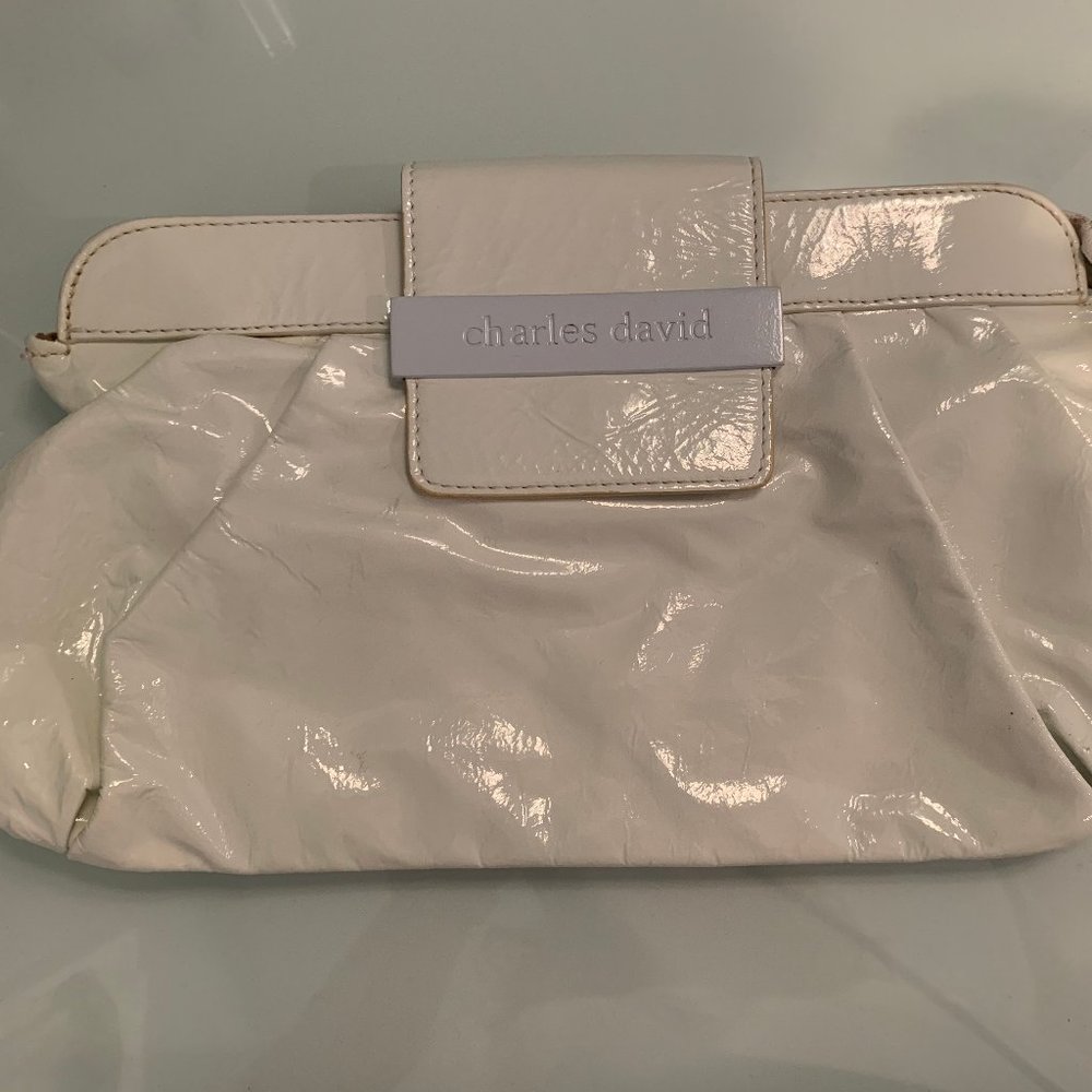 Charles David White Patent Leather Clutch